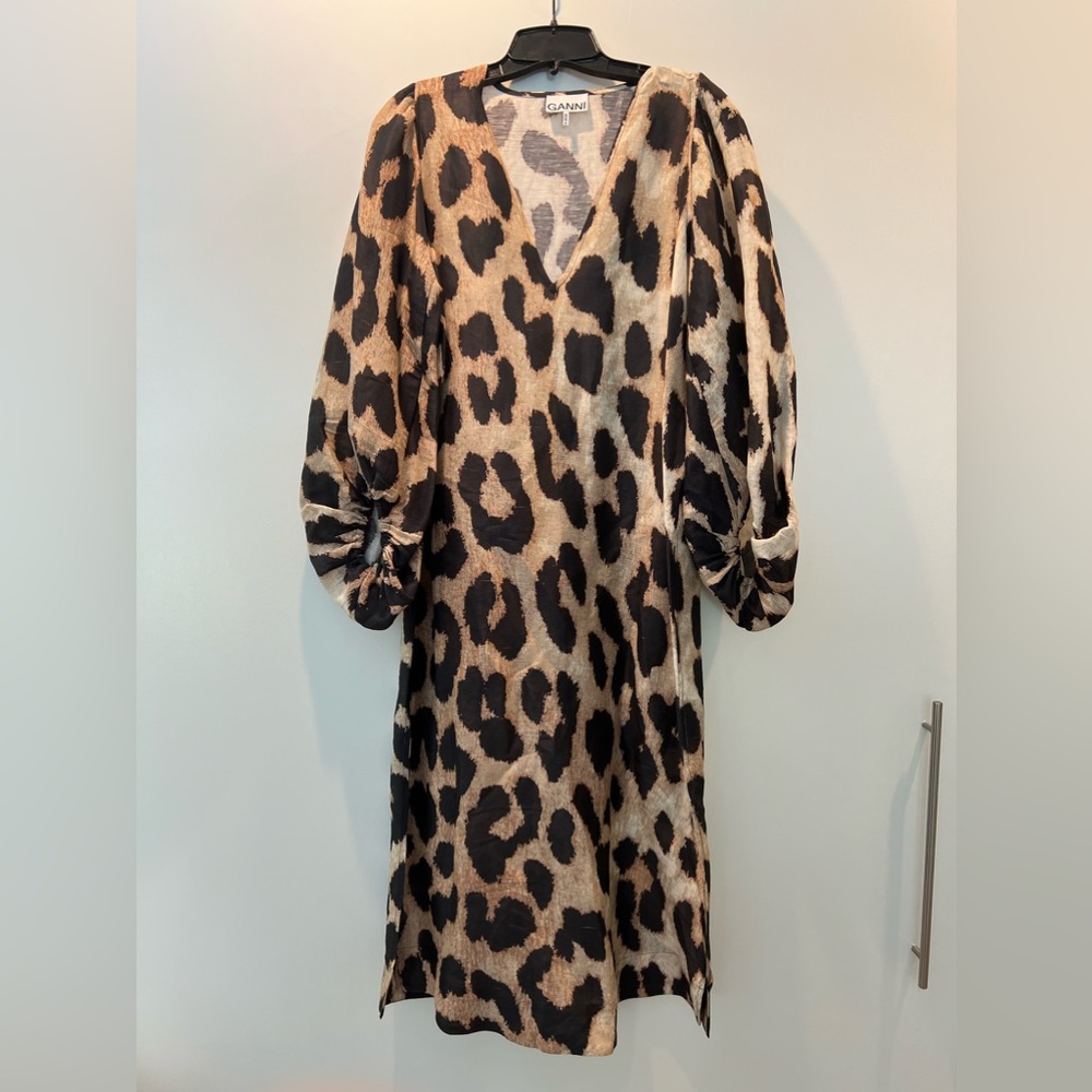 Ganni animal print leopard dress Sz 38